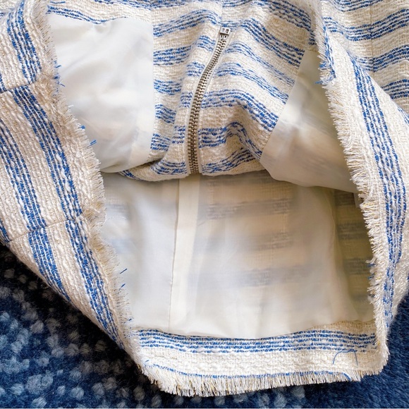 🐚 BIKBOK BLUE IVORY STRIPE FRINGE ELEGANT BLAZER JACKET! - Picture 11 of 15